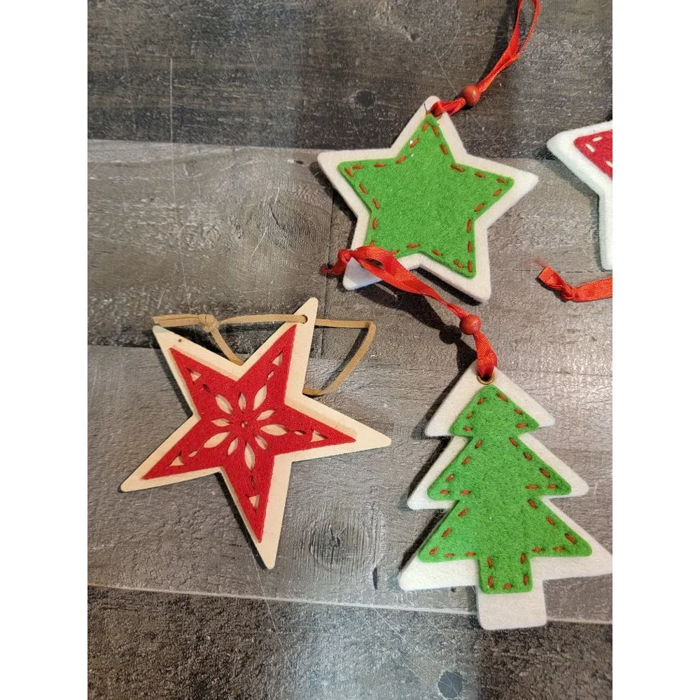 Felt star tree‎ red green xmas ornament set